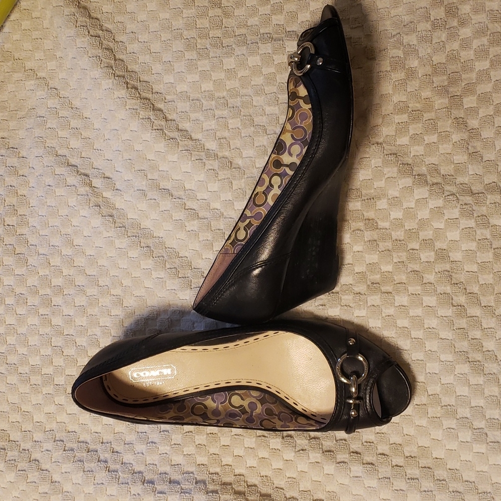 Coach size 10 black peeptoe